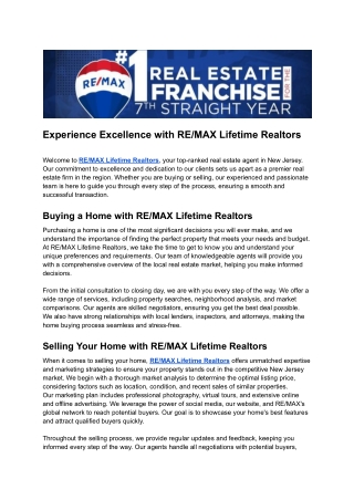 RE/MAX Lifetime Realtors – Real Estate Agency in NJ