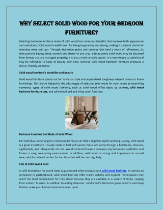 Why Select Solid Wood for Your Bedroom Furniture?