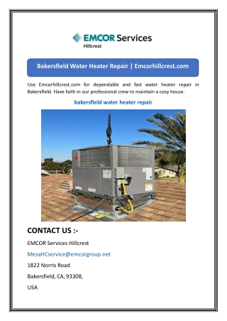 Bakersfield Water Heater Repair  Emcorhillcrest