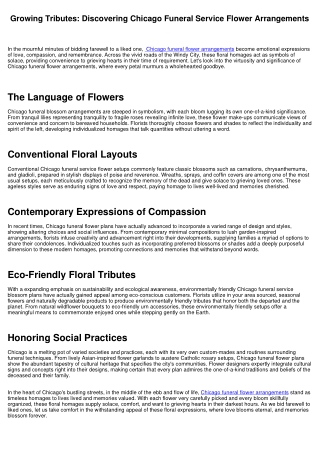 Flowering Homages: Discovering Chicago Funeral Service Flower Program