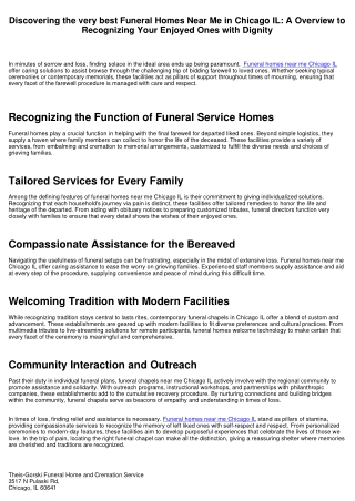 Discovering the very best Funeral Homes Near Me in Chicago IL: A Overview to Honoring Your Loved Ones with Dignity
