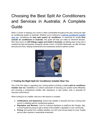 Choosing the Best Split Air Conditioners and Services in Australia_ A Complete Guide