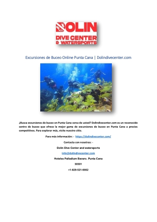 Excursiones de Buceo Online Punta Cana | Dolindivecenter.com
