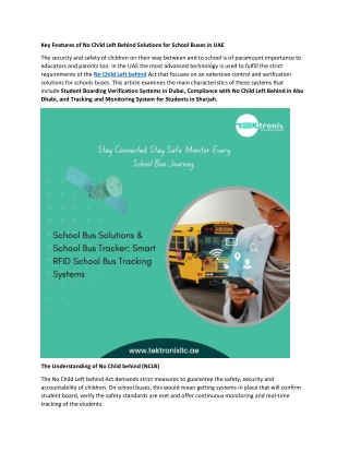Key Features of No Child Left Behind Solutions for School Buses in UAE
