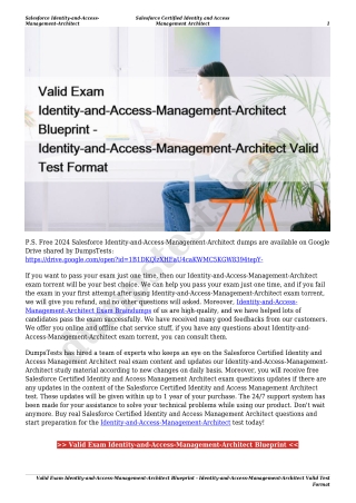 Valid Exam Identity-and-Access-Management-Architect Blueprint - Identity-and-Access-Management-Architect Valid Test Form