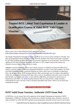 Trusted INTE Latest Test Experience & Leader in Qualification Exams & Valid INTE Valid Exam Voucher