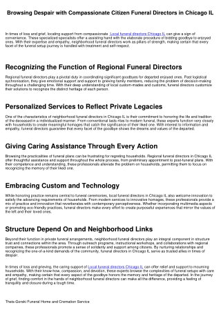 Navigating Pain with Compassionate Citizen Funeral Directors in Chicago IL