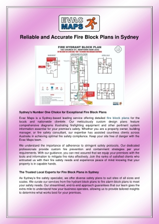 Reliable and Accurate Fire Block Plans in Sydney