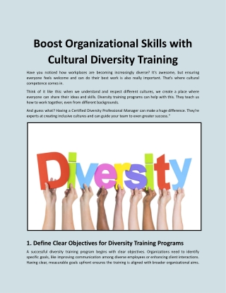 Boost Organizational Skills with Cultural Diversity Training