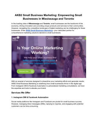 AKB2 Small Business Marketing_ Empowering Small Businesses in Mississauga and Toronto