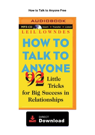 How to Talk to Anyone Free