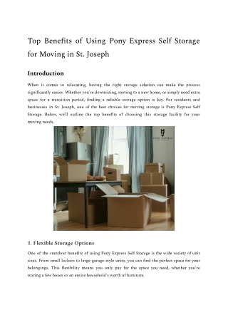 Top Benefits of Using Pony Express Self Storage for Moving in St. Joseph