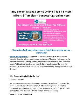 Buy Bitcoin Mixing Service Online  Top 7 Bitcoin Mixers & Tumblers - bundesdrugs-online