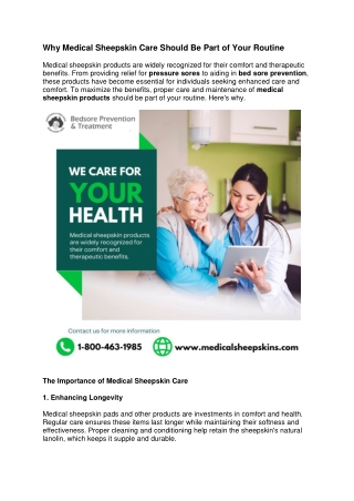 Why Medical Sheepskin Care Should Be Part of Your Routine