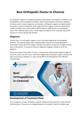 Best Orthopedic Doctor In Chennai