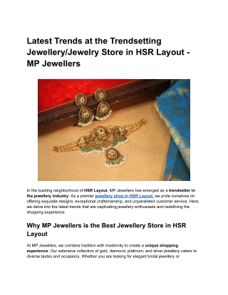Latest Trends at the Trendsetting Jewellery_Jewelry Store in HSR Layout - MP Jewellers
