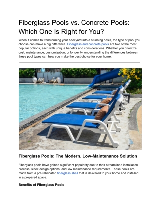 Fiberglass Pool Shells: The Durable and Efficient Choice for Your Backyard