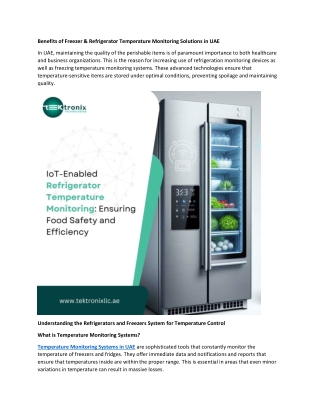 Benefits of Freezer & Refrigerator Temperature Monitoring Solutions in UAE