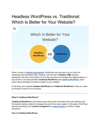 Headless WordPress vs. Traditional