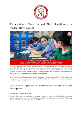 Extracurricular Exercises and Their Significance in Student Development