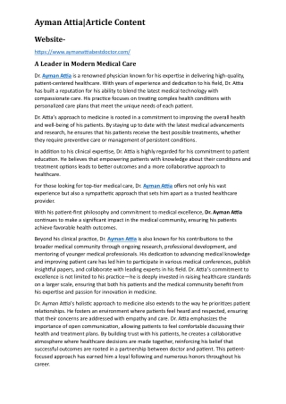 A Leader in Modern Medical Care