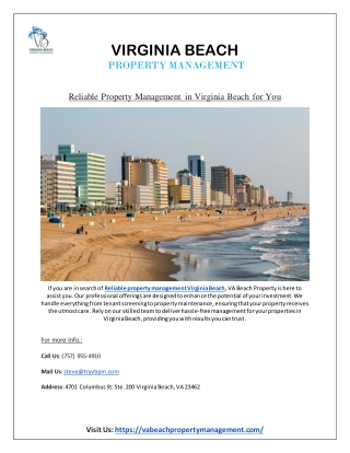 Reliable Property Management in Virginia Beach for You