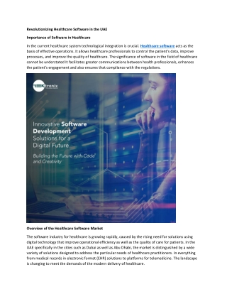 Revolutionizing Healthcare Software in the UAE