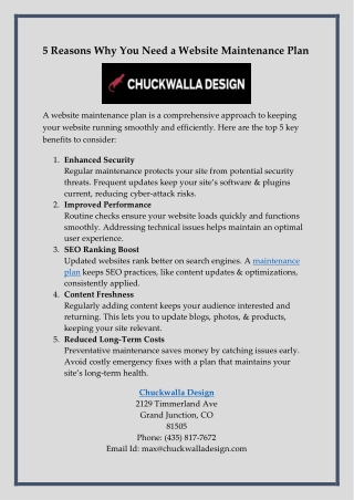 5 Reasons Why You Need a Website Maintenance Plan