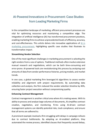 Leveraging AI in Marketing Procurement for Future Growth