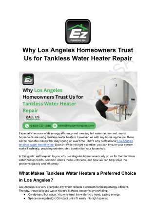 Why Los Angeles Homeowners Trust Us for Tankless Water Heater Repair