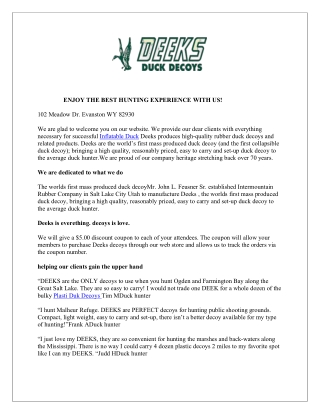 Inflatable Duck | Deeksdecoys.com