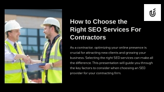 How to Choose the Right SEO Services for Contractors