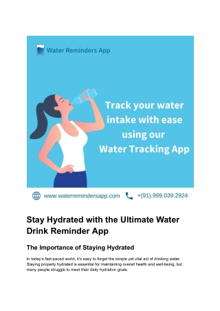Stay Hydrated with the Ultimate Water Drink Reminder App