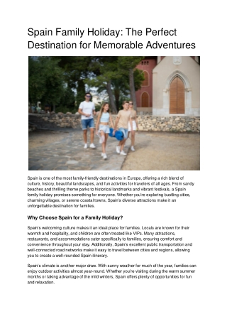 Spain Family Holiday_ The Perfect Destination for Memorable Adventures