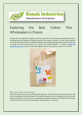 Exploring the Best Cotton Tote Wholesalers in France