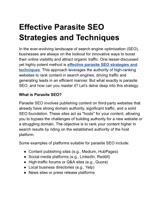 Effective Parasite SEO Strategies and Techniques