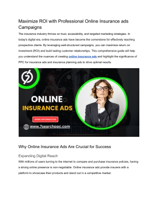 Maximize ROI with Professional Online Insurance ads Campaigns