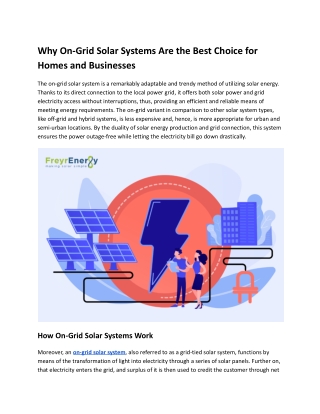 Why On-Grid Solar Systems Are the Best Choice for Homes and Businesses