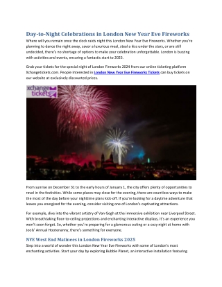 Day-to-Night Celebrations in London New Year Eve Fireworks