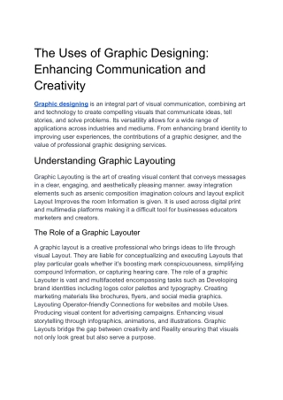 The Uses of Graphic Designing Enhancing Communication and Creativity