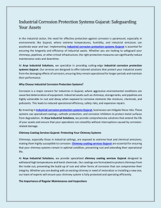 Industrial Corrosion Protection Systems Gujarat