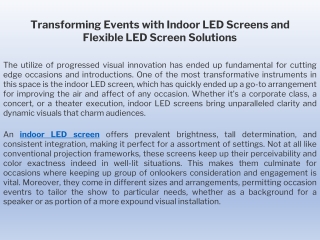 Transforming Events with Indoor LED Screens and Flexible LED Screen Solutions