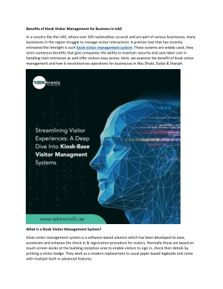 Benefits of Kiosk Visitor Management for Businesses in UAE