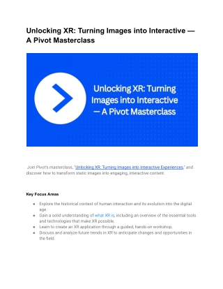Unlocking XR_ Turning Images into Interactive — A Pivot Masterclass