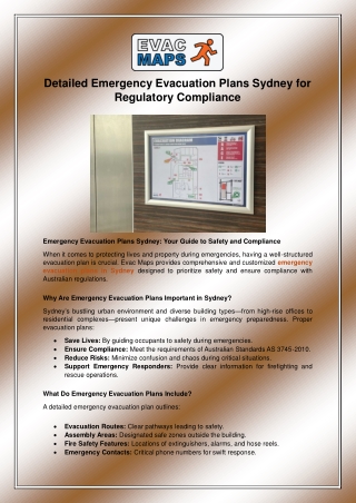 Detailed Emergency Evacuation Plans Sydney for Regulatory Compliance