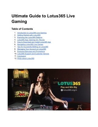 Ultimate Guide to Lotus365 Live Gaming