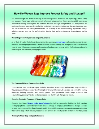 How Do Woven Bags Improve Product Safety and Storage