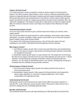 Organic VS Paid Growth - Google Docs