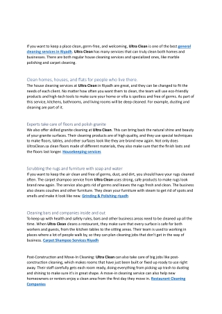 general cleaning services in Riyadh