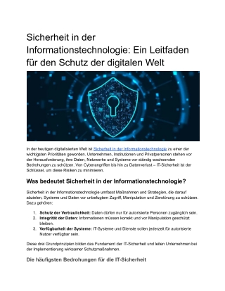 Schutz vor Cyberbedrohungen: Sicherheit in der Informationstechnologie verstehen